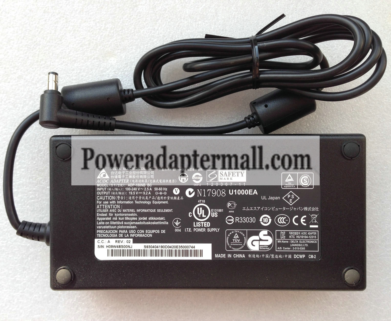 19.5V 9.2A Clevo P157SM-A P650S Notebook AC Adapter power supply - Click Image to Close